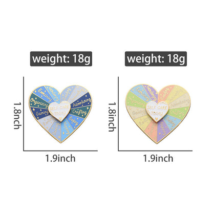 Women's Fashion Double Layers Loving Heart Shape Rotating Badge