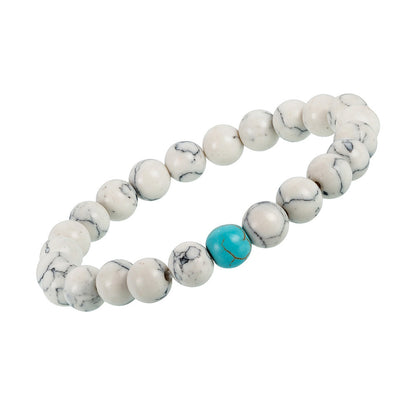 Pulsera de yoga hecha a mano con cuentas de color turquesa blanco