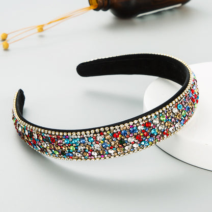 Diadema antideslizante con diamantes de colores de moda para mujer sencilla