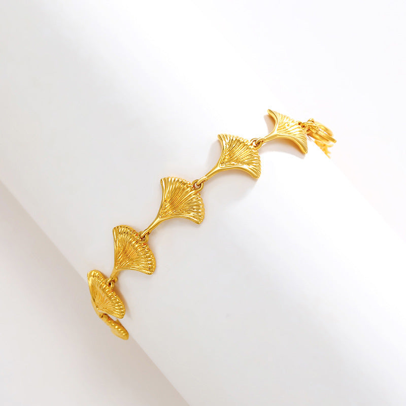 Jewelry Plated 24k Gold Alloy Gold Plated Ginkgo Leaf Bracelet