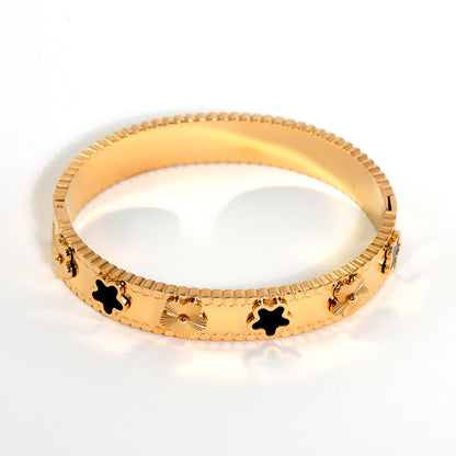 Pulsera ajustable de acero inoxidable bañada en oro de 18 quilates