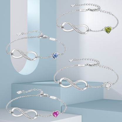 Pulsera clásica de plata de ley S925 con ocho palabras Infinite Eternal para mujer