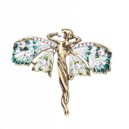 European And American Enamel Dripping Double Butterfly Brooch