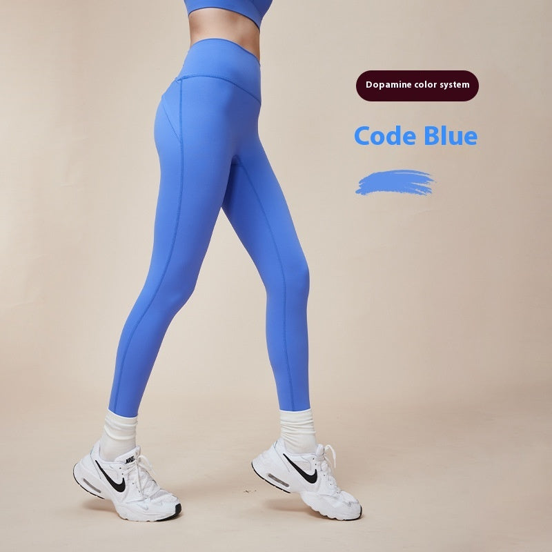 Pantalones de yoga deportivos de cintura alta color melocotón que mejoran la elevación de caderas y adelgazan la cintura