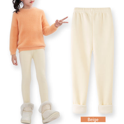 Leggings para niñas con forro polar y pantalones cortos cálidos de gran venta en otoño e invierno