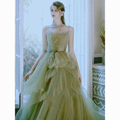 Vestido informal versátil estilo bosque verde para mujer