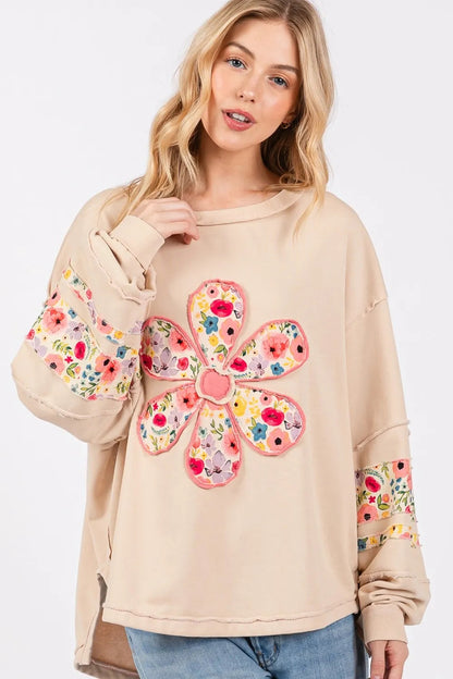 SAGE FIG Patch Applique Long Sleeve Sweatshirt