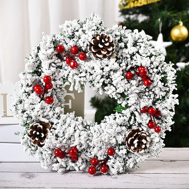 Handmade Simulation Of Christmas Wreath Hanging On The Door