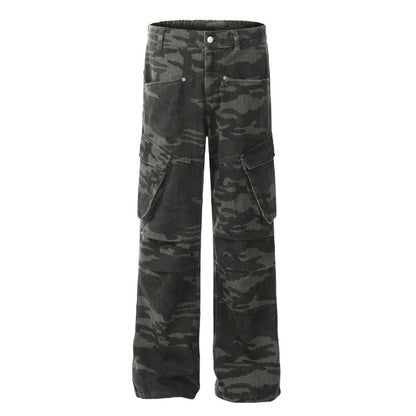 Pantalones de camuflaje con diseño de bolsillo grande tridimensional