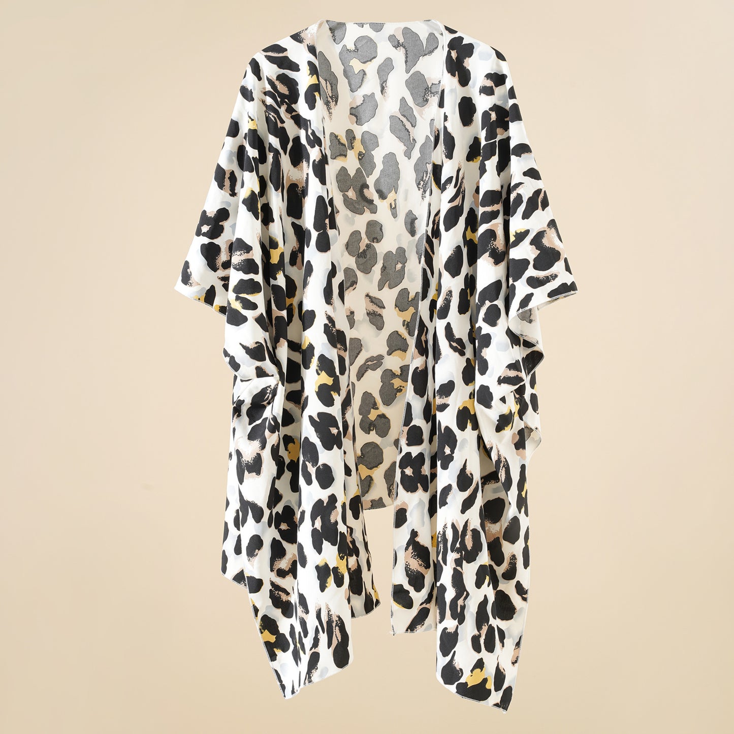 Traje de baño de talla grande holgado con estampado de leopardo para playa, protección solar