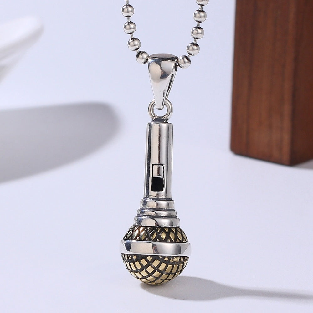 S925 Sterling Silver Microphone Pendant For Men And Women Hip Hop Trend Pendant