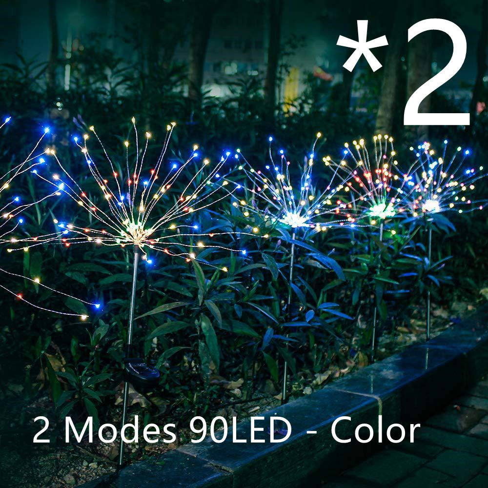 Nueva cadena de luces LED de fuegos artificiales solares con enchufe de tierra, cable de cobre, decoración de jardín al aire libre, luces de estrellas, luces navideñas