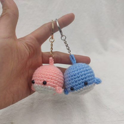 Wool Crocheted Dancing Whale Keychain Cute Handmade Pendant