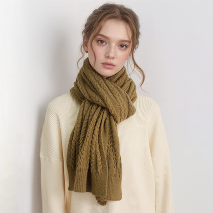 Bufanda de lana gruesa y cálida de estilo europeo y americano para otoño e invierno, bufanda de punto con textura de color sólido y cachemira artificial