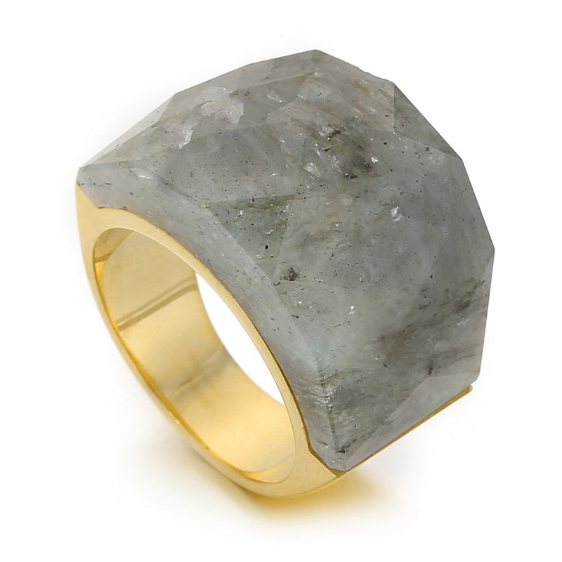 Anillo de piedra natural de moda para mujer