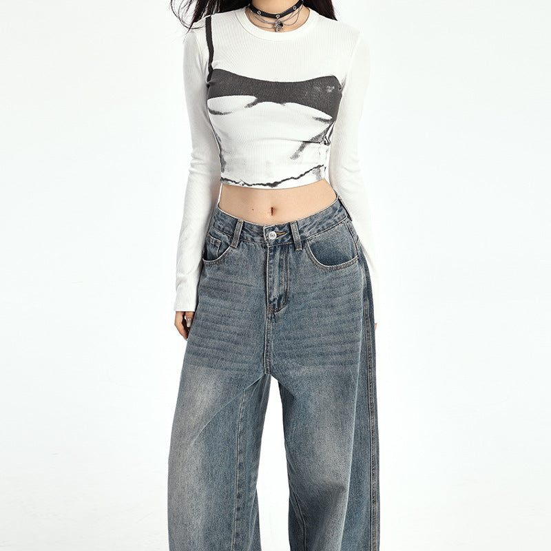 Women's American-style Retro Loose Wide-leg Pants