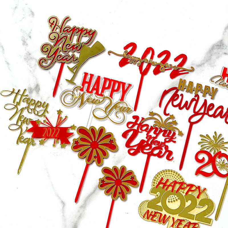 Acrylic New Year Cake Decoration Happy New Year Party Plugin