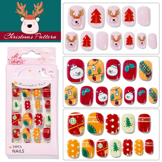 24 piezas de uñas navideñas para niños