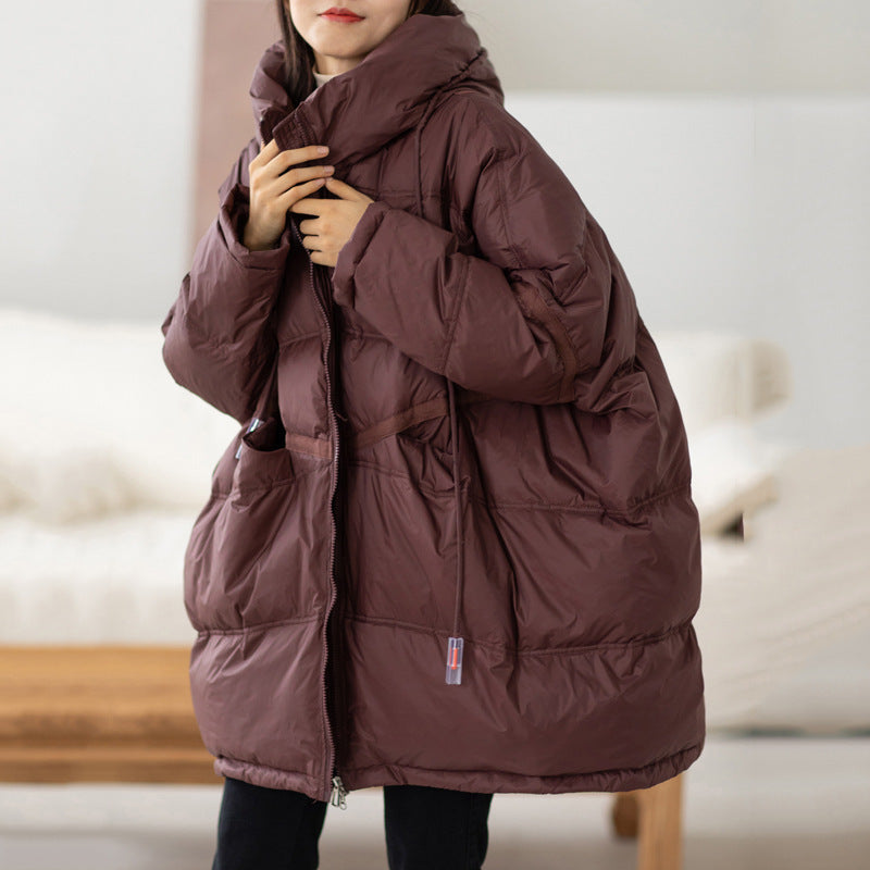 Plus Size White Duck Down Loose Down Jacket