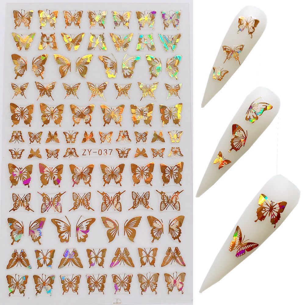 Pegatinas de mariposa para uñas que simulan el bronceado con láser