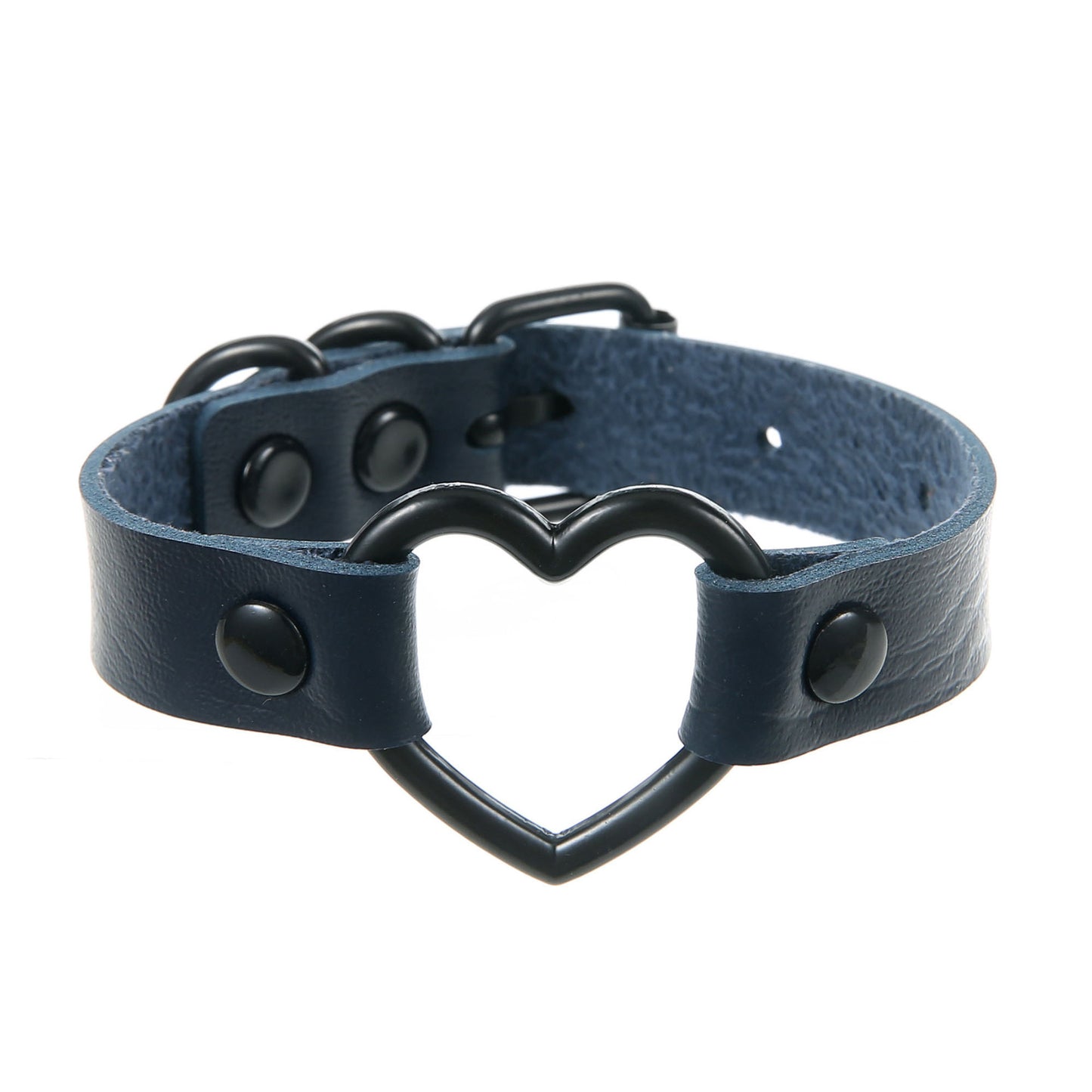 Pulsera de cuero hueca con forma de corazón de melocotón oscuro, estilo punk, moderna y elegante