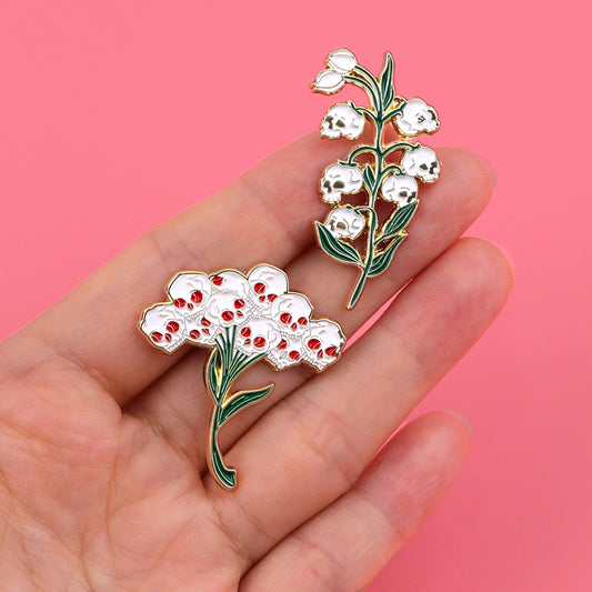 Broche de flor de calavera, adorno para mochila, accesorios, alfiler de aleación