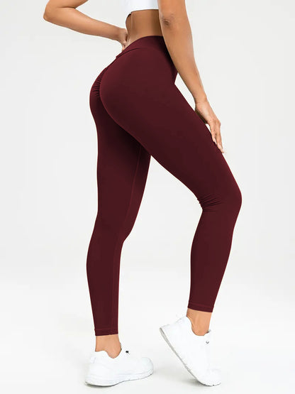 Pantalones de yoga para mujer, cintura alta, realce, elásticos, ajustados, para fitness