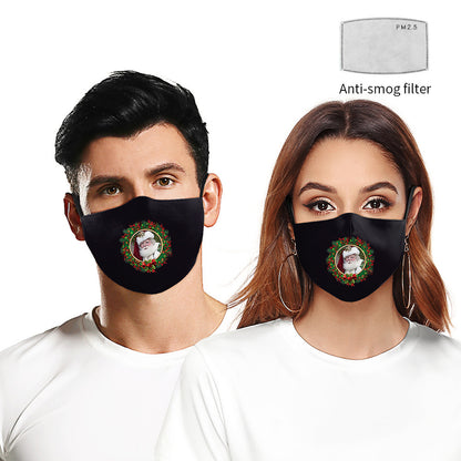 Mascarilla antipolvo de doble capa con impresión digital en rojo navideño