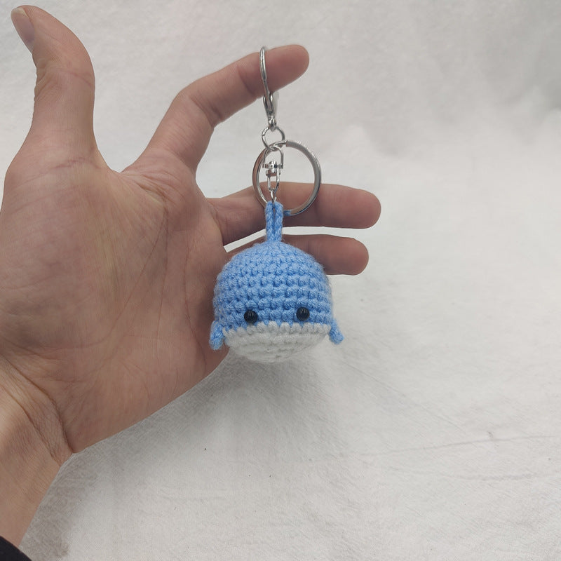 Wool Crocheted Dancing Whale Keychain Cute Handmade Pendant