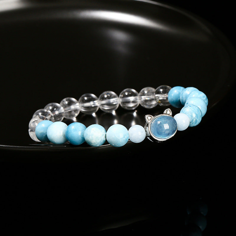 7A Natural White Crystal Sea-pattern Stone Bracelet