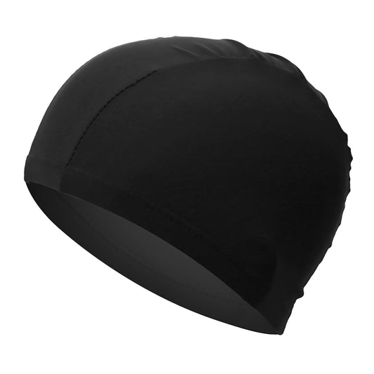 Gorro de natación de alta elasticidad, grueso y duradero, de poliéster, para mujeres y hombres, color negro