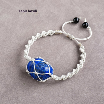 Pulsera de malla con piedra rodante de cristal natural