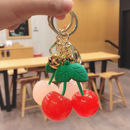 Creative Cartoon Fruit Cherry Acrylic Schoolbag Keychain Pendant