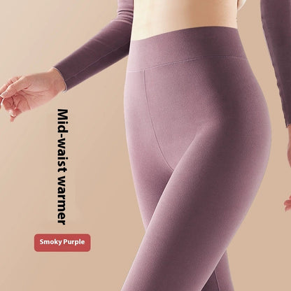 Pantalones térmicos de cintura alta para mujer de color liso