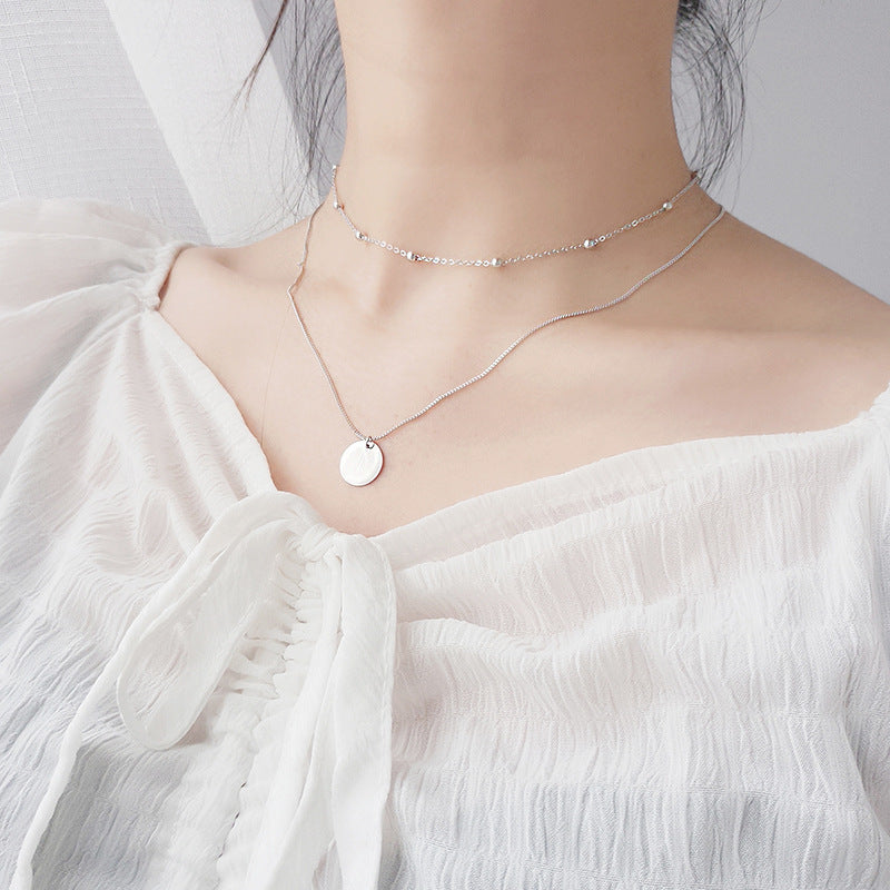 S925 Sterling Silver Choker Round Bead Collarbone Necklace