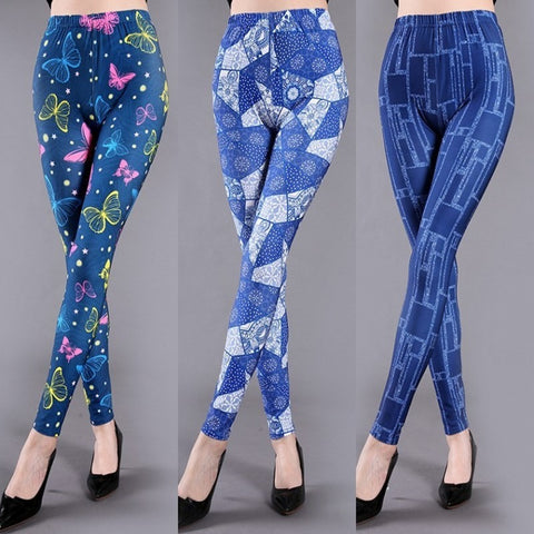 Leggings estampados de seda con leche para primavera y verano para mujer