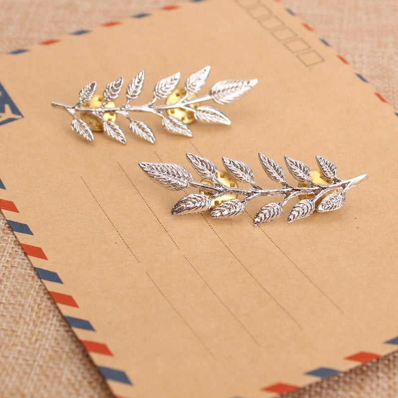 Elegance Leaf Shaped Brooch Personality Shirt Collar Pin Suit Collar Buckle Corsage