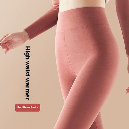 Pantalones térmicos de cintura alta para mujer de color liso