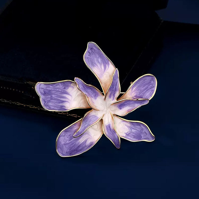 Broche de flor morada, elegante alfiler, accesorio para ropa