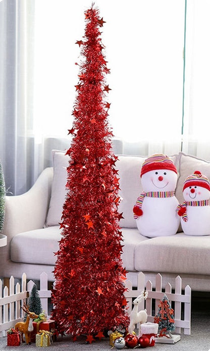 Artificial Tinsel Up Christmas Tree With Stand Gorgeous Collapsible Artificial Christmas Tree For Christmas Decorations