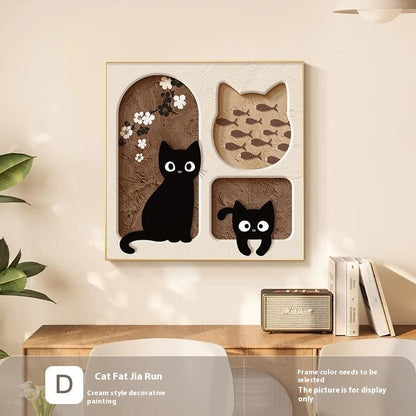 Cute Cat Dining Roomliving Room Cream Style Desktop Decorative Painting