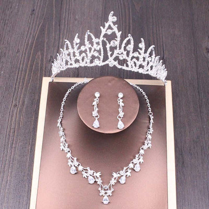 Conjunto de collar y corona de diamantes de imitación para novia, accesorios de boda