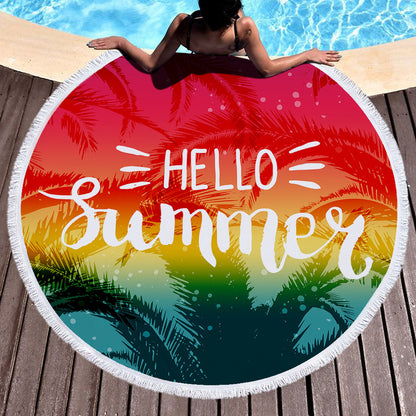 Summer round printed beach towel