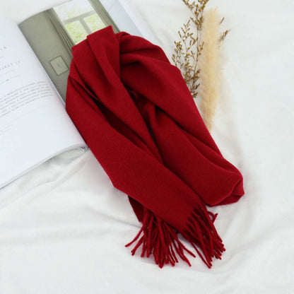 Solid Color High-grade Versatile Winter Thickened Wool Scarf For Women