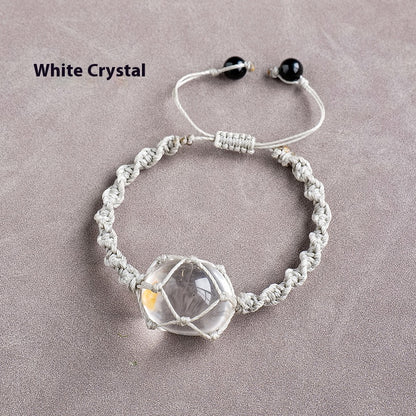 Pulsera de malla con piedra rodante de cristal natural