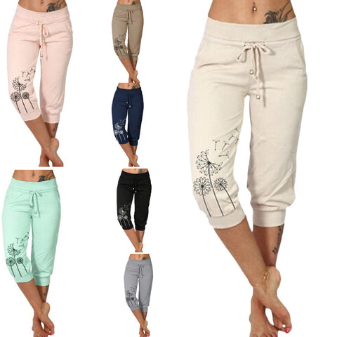 Pantalones cortos holgados de cintura alta con cordones y estampado de moda informal