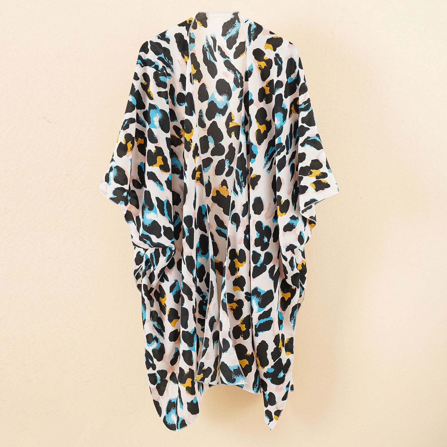 Traje de baño de talla grande holgado con estampado de leopardo para playa, protección solar