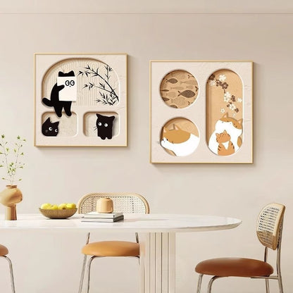 Cute Cat Dining Roomliving Room Cream Style Desktop Decorative Painting