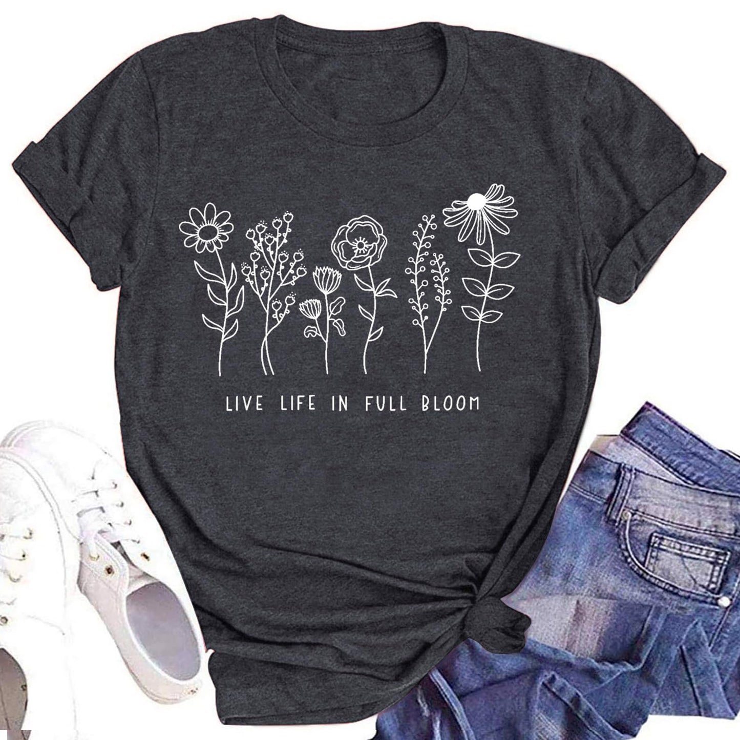 Spring And Summer Women's Printed Cotton T-shirt