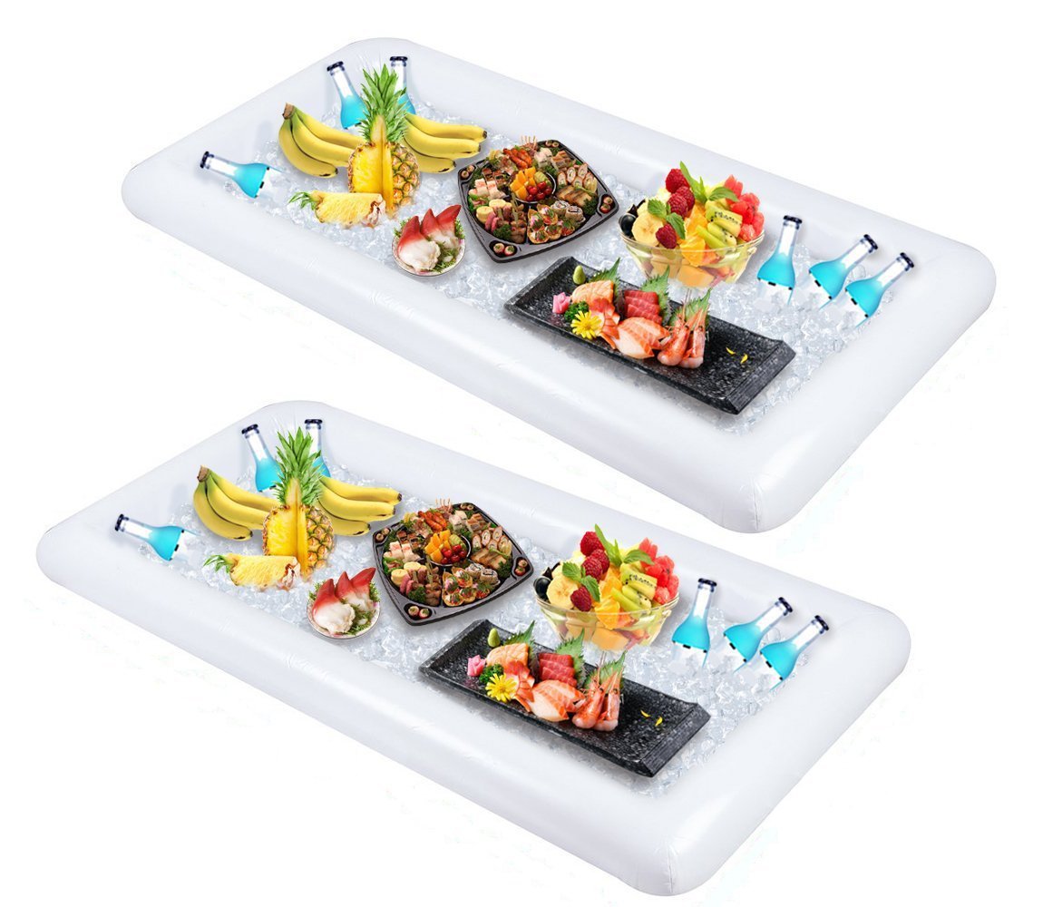 Bandeja de mesa flotante con barra de agua inflable de verano con cojín de aire y soporte para alimentos y bebidas